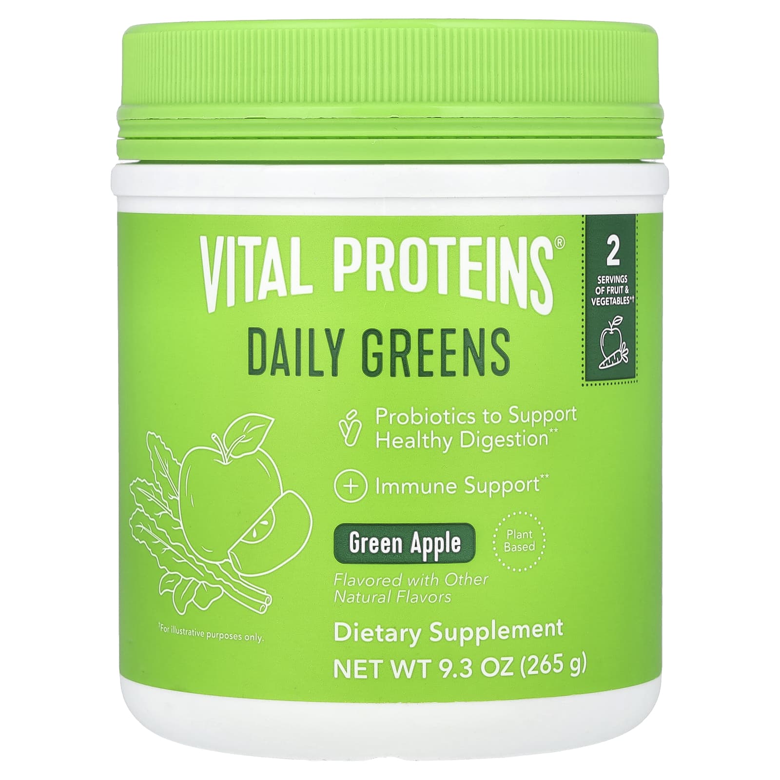 Vital Proteins, Daily Greens, зеленое яблоко, 265 г (9,3 унции)