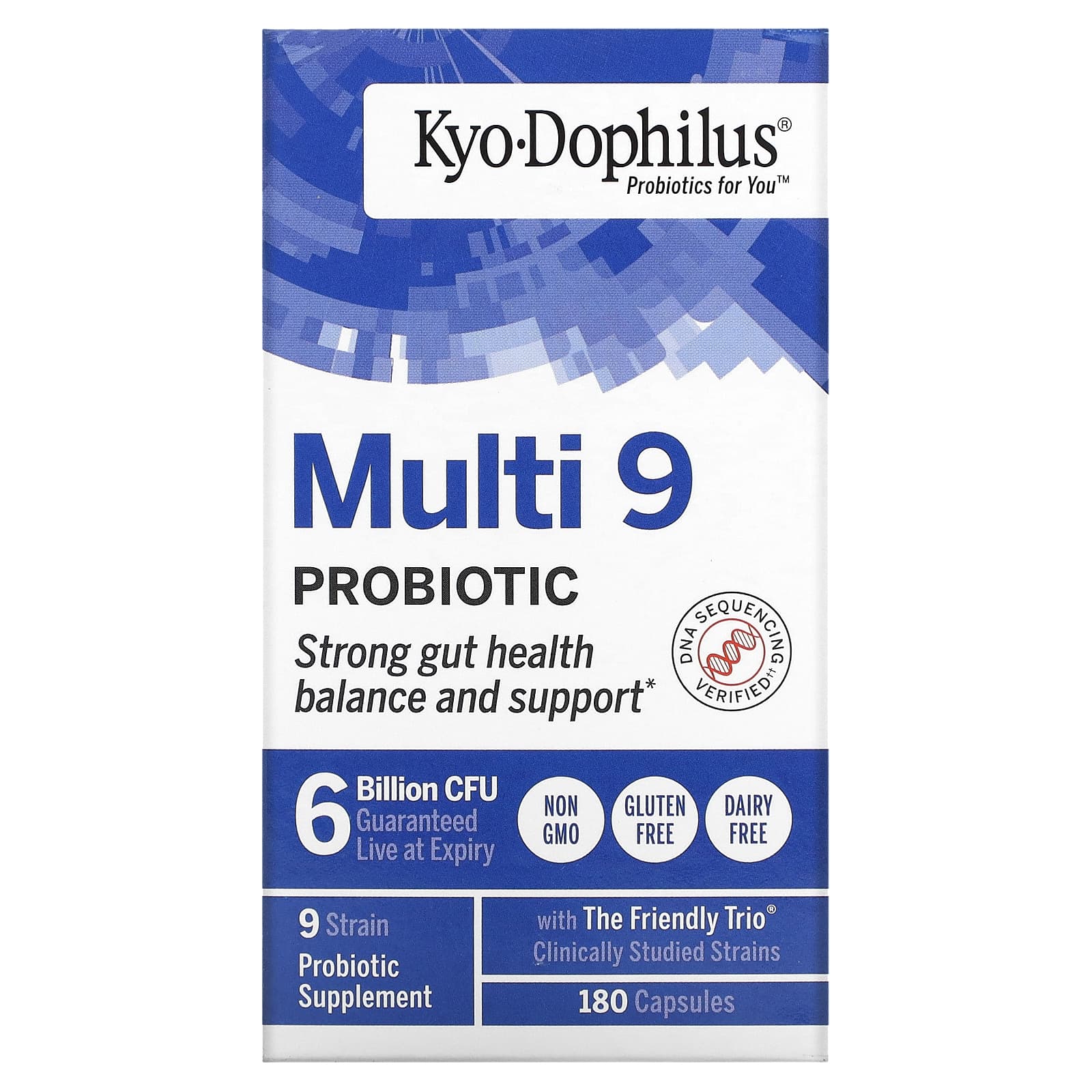 Kyolic, Kyo-Dophilus, Multi 9, пробиотик, 6 миллиардов КОЕ, 180 капсул