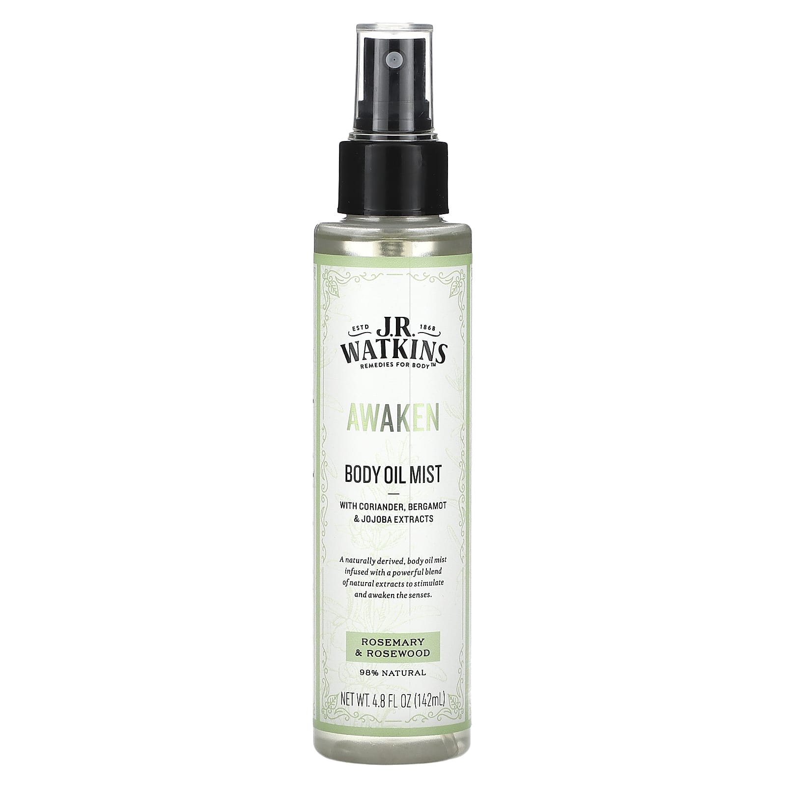 J R Watkins, Awaken, масляный спрей для тела, розмарин и розовое дерево, 142 мл (4,8 жидк. Унции)