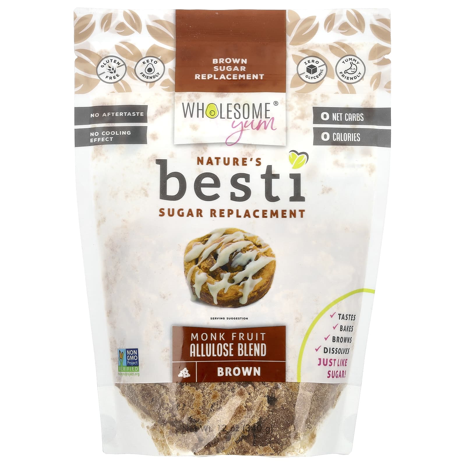 Wholesome Yum, Nature's Besti, заменитель коричневого сахара, смесь аллулозы из плодов монаха, 340 г (12 унций)