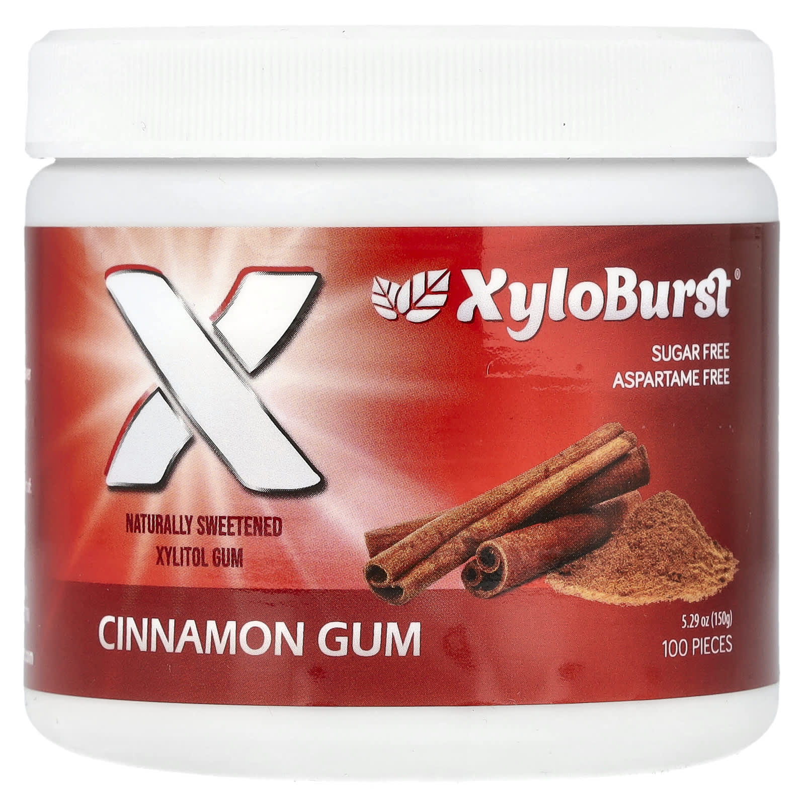 Xyloburst, Жевательная резинка с ксилитолом, Корица, 5,29 унций (150 г), 100 шт.