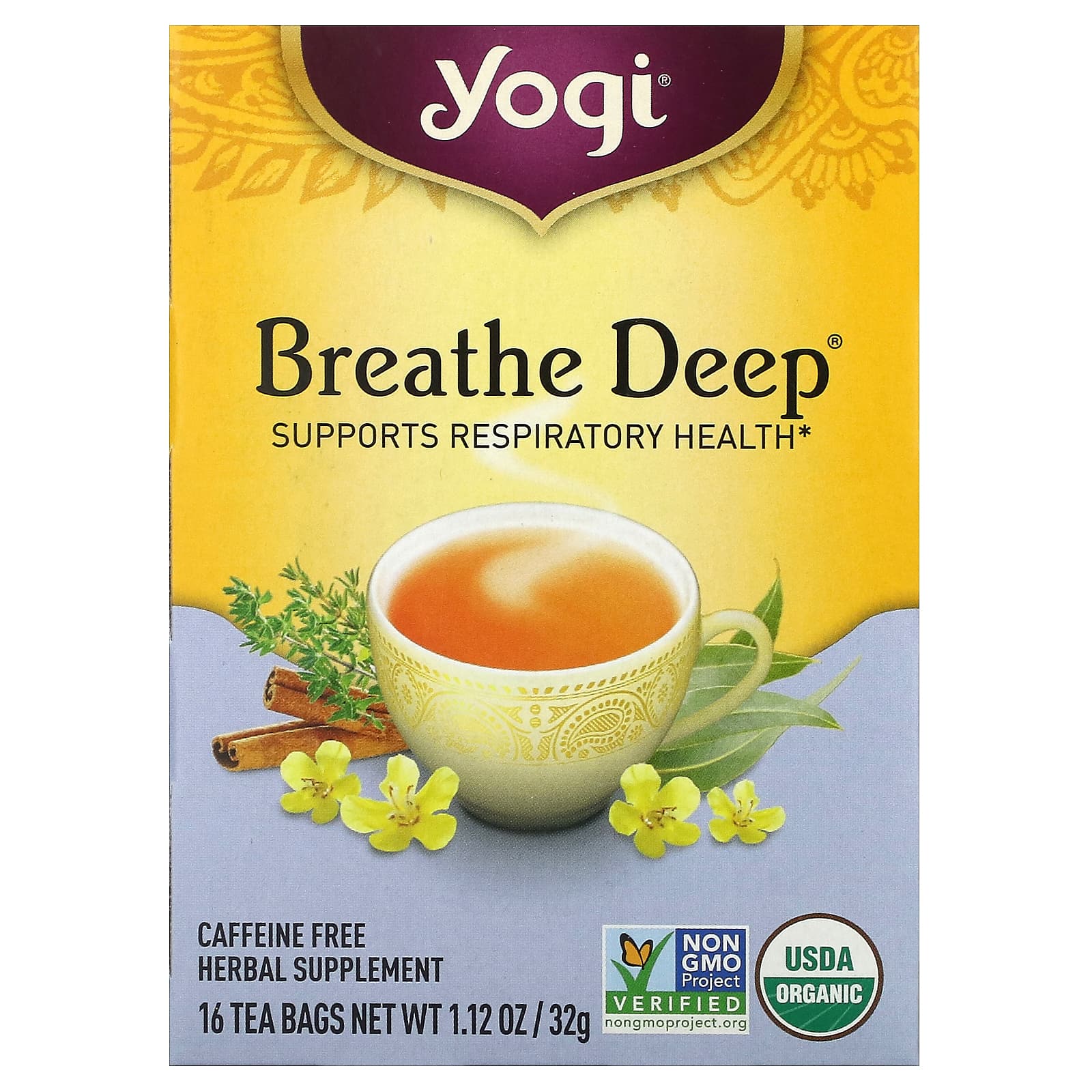 Yogi Tea Breathe Deep без кофеина 16 чайных пакетиков 32 г 112 унции 1590₽