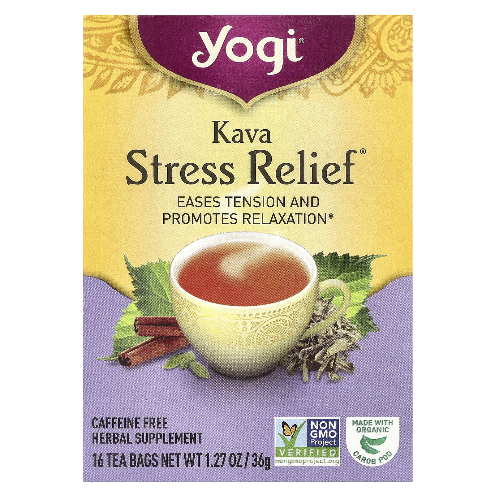 Yogi Tea Kava Stress Relief Кава антистресс без кофеина 16 чайных пакетиков 36 г 127 унции 1590₽
