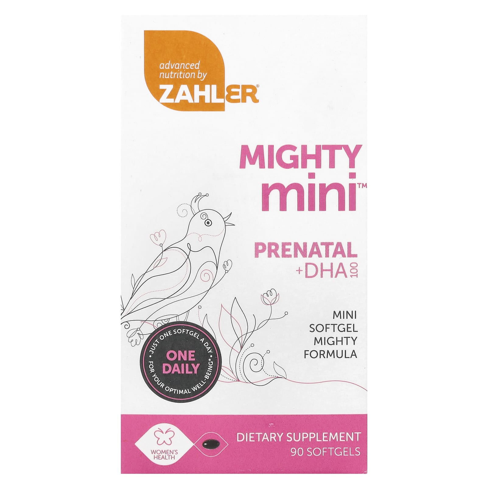 Zahler, Mighty Mini Prenatal + DHA, 100 мг, 90 мягких таблеток