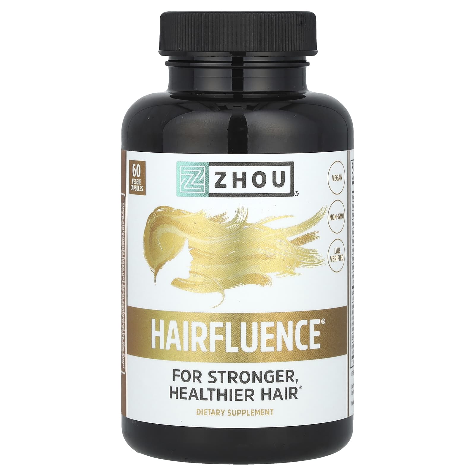 Zhou Nutrition Hairfluence премиум-формула роста волос 60 вегетарианских капсул 4890₽