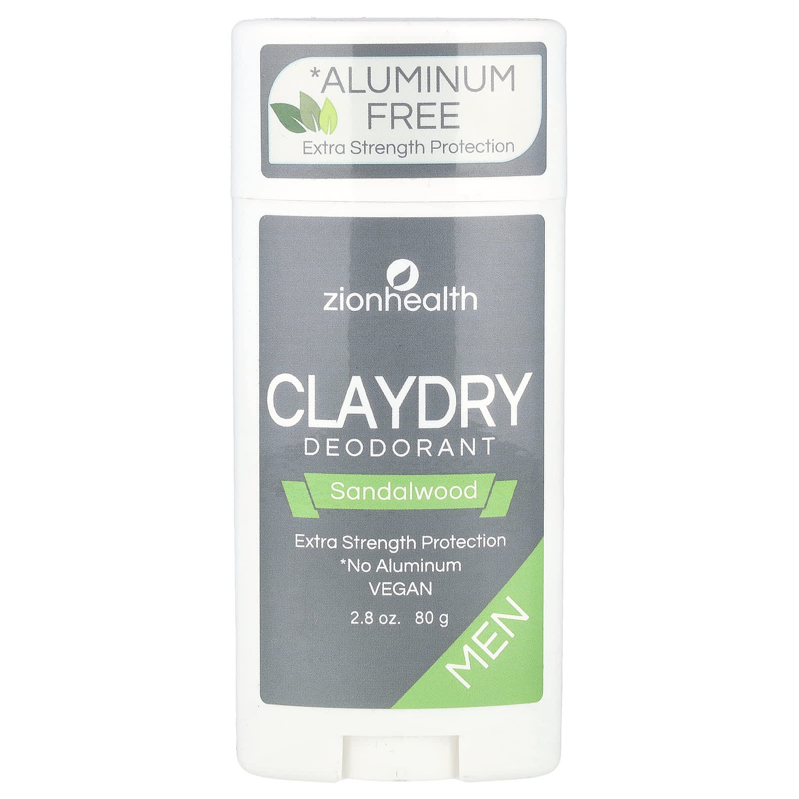 Zion Health, Мужской дезодорант ClayDry, сандал, 80 г (2,8 унции)