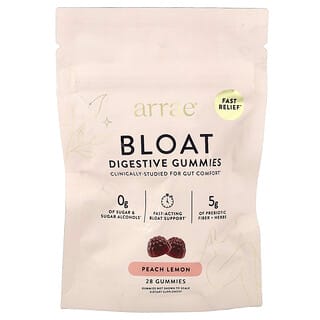 Arrae, Hinchazón, Gomitas digestivas, Melocotón y limón, 28 gomitas