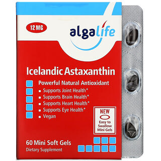 Algalife, Astaxantina islandesa, 12 mg, 60 mini cápsulas blandas