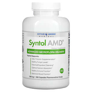 Arthur Andrew Medical, Syntol AMD، مكمل غذائي متطور لإمداد الجسم بالنبيتات المجهرية، 500 ملجم، 360 كبسولة