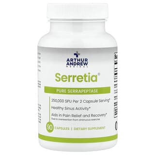 Arthur Andrew Medical, Serretia®, Saf Serrapeptase, 90 Kapsül (Kapsül başına 125.000 SPU)
