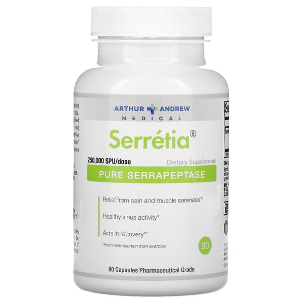 Arthur Andrew Medical, Serretia（セレティア）、高純度セラペプターゼ、500mg、カプセル90粒