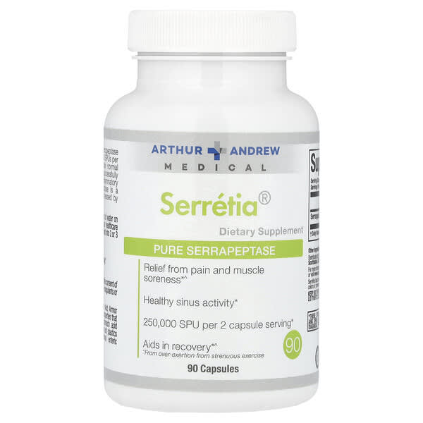 Serretia®, Pure Serrapeptase, 90 Capsules (125,000 SPU per Capsule)