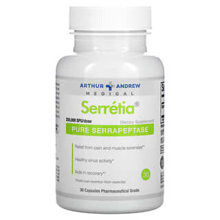 Arthur Andrew Medical, Serretia®, Pure Serrapeptase, 30 Capsules (125,000 SPU per Capsule)