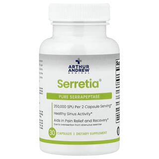 Arthur Andrew Medical, Serretia®，全舍雷肽酶，30 粒胶囊（每粒胶囊 125,000 SPU）