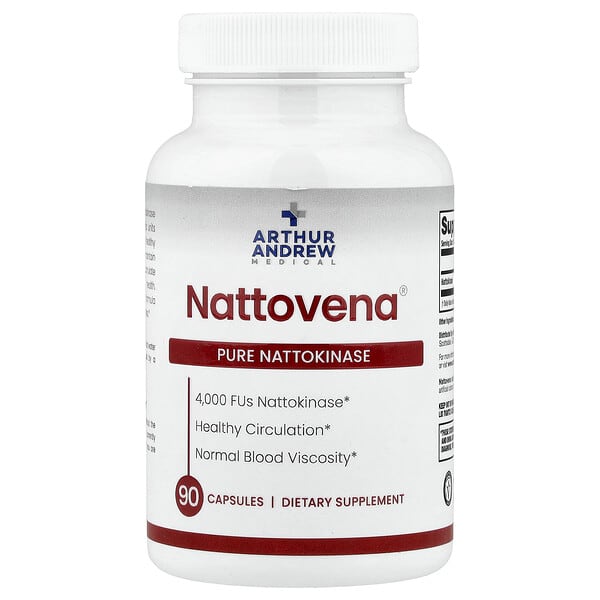Arthur Andrew Medical, Nattovena®, 순수 나토키나아제, 4,000FU, 캡슐 90정