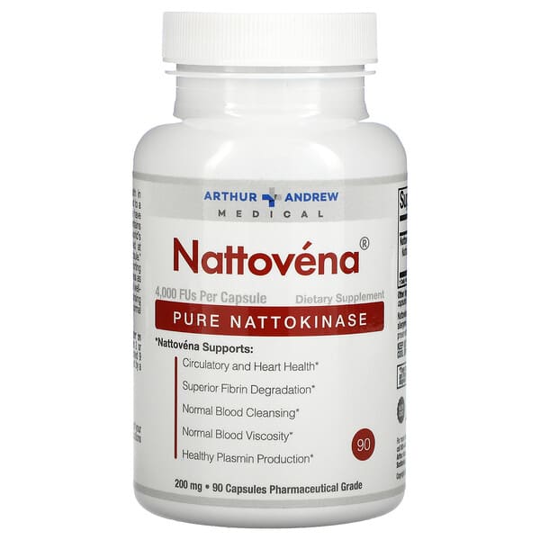 Arthur Andrew Medical, Nattovena, Natokinasa pura, 200 mg, 90 cápsulas