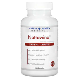 Arthur Andrew Medical, Nattovena, очищенная наттокиназа, 200 мг, 180 капсул