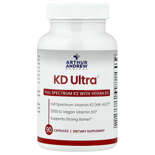 Arthur Andrew Medical, KD Ultra, 풀 스펙트럼 K2 비건 D3 함유, 캡슐 90정