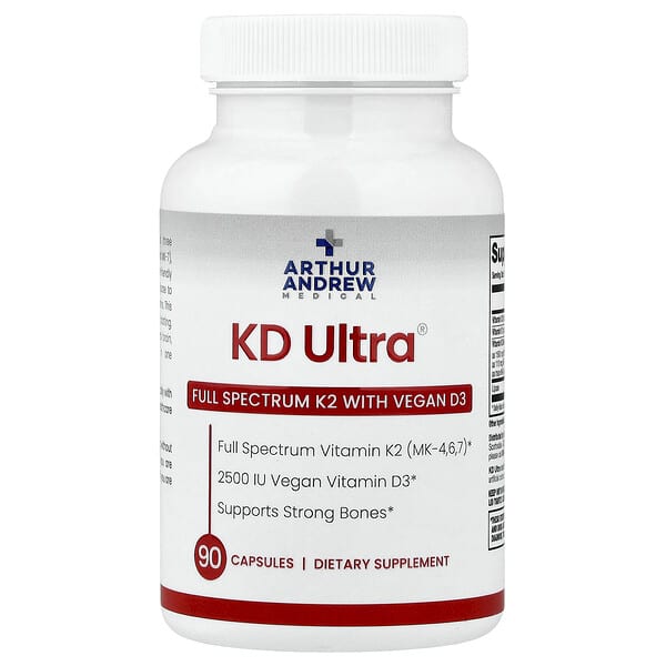 Arthur Andrew Medical, KD Ultra®, 풀 스펙트럼 K2, 비건 D3 함유, 캡슐 90정
