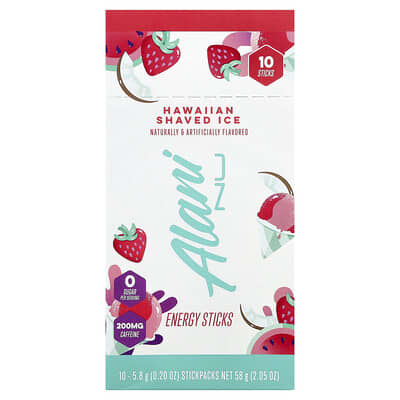 Alani Nu, Energy Sticks, Hawaiian Shaved Ice, 10 Stickpacks, 0.2 oz (5.8 g) Each
