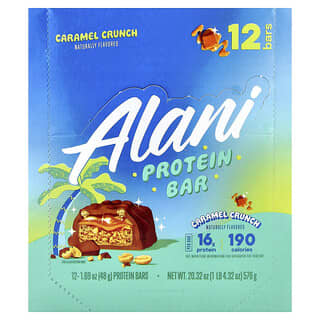 Alani Nu, Barrita proteica, Caramelo crujiente, 12 barritas proteicas, 48 g (1,69 oz) cada una
