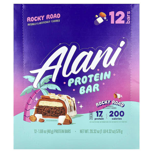 Protein Bar, Rocky Road, 12 Bars, 1.69 oz (48 g) Each
