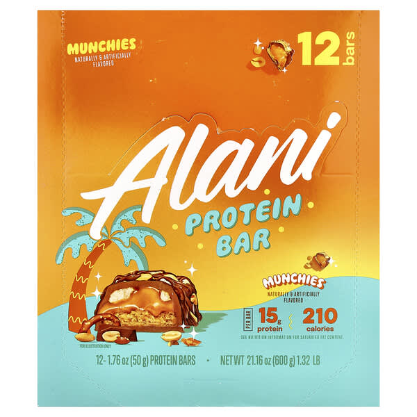 Protein Bar, Munchies, 12 Bars, 1.76 oz (50 g) Each