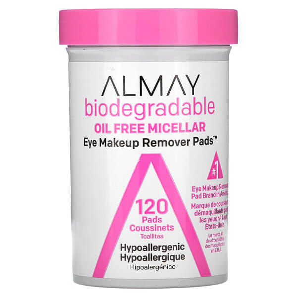 Almay, Eye Makeup Remover Pads, Oil Free Micellar, 120 Pads