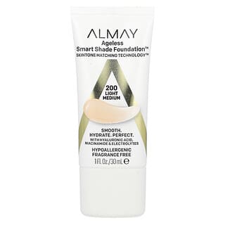 Almay, Base de maquillaje Ageless Smart Shade, 200 Light Medium, 30 ml (1 oz. líq.)