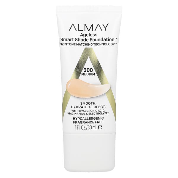 Almay, Ageless Smart Shade Foundation, 300 Medium, 1 fl oz (30 ml)