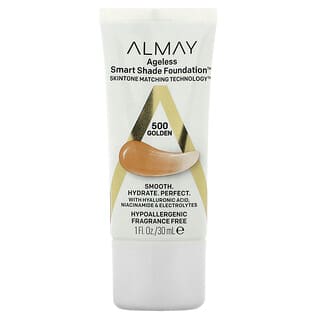 Almay, Base de maquillaje Ageless Smart Shade, Tono 500 dorado, 30 ml (1 oz. líq.)