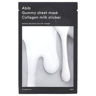 Abib, グミ状の美容シートマスク、コラーゲンミルクステッカー、1枚、27ml（0.91液量オンス）