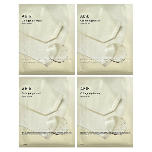 Abib, 콜라겐 젤 뷰티 마스크, 제리코 로즈 젤리, 4매, 각 35g(1.23oz)
