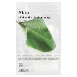 Abib, Máscara de Folha de Beleza de pH Ácido Suave, Ajuste Heartleaf, 1 Folha de Máscara, 30 ml (1,01 fl oz)