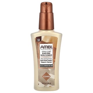 AMBI, Even & Clear®, Black Soap Facial Cleanser, Fragrance-Free, 3.5 fl oz (103 ml)