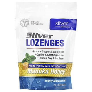 American Biotech Labs, Silver Lozenges, Mighty Manuka Mint, 21 Lozenges, 3 oz (85 g)