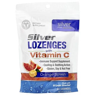 American Biotech Labs, Silver Biotics®, Sølvpastiller med C-vitamin, Orange Splash, 21 pastiller, 85 g