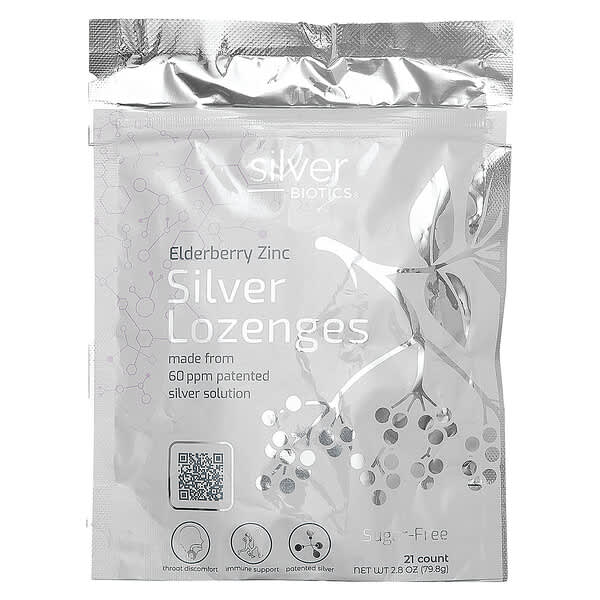 American Biotech Labs, Silver Biotics, Elderberry Zinc Silver Lozenges, 21 Lozenges, 2.8 oz (79.8 g)