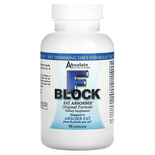 Absolute Nutrition, FBlock, Suplemento que favorece la absorción de las grasas, Fórmula original, 90 cápsulas
