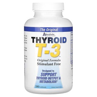 Absolute Nutrition, Thyroid T-3, оригинальная рецептура для поддержки щитовидной железы, 180 капсул