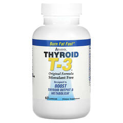 Absolute Nutrition, Thyroid T-3, оригинальная рецептура для поддержки щитовидной железы, 60 капсул