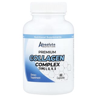 Absolute Nutrition, Коллагеновый комплекс премиального качества, тип I, II, V, X, 60 капсул