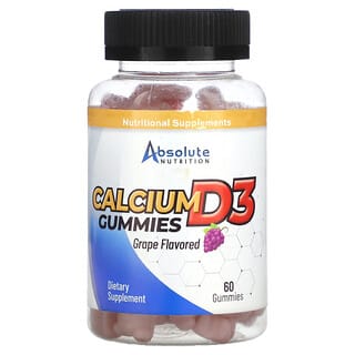 Absolute Nutrition, Жевательные таблетки с кальцием D3, виноград, 60 жевательных таблеток