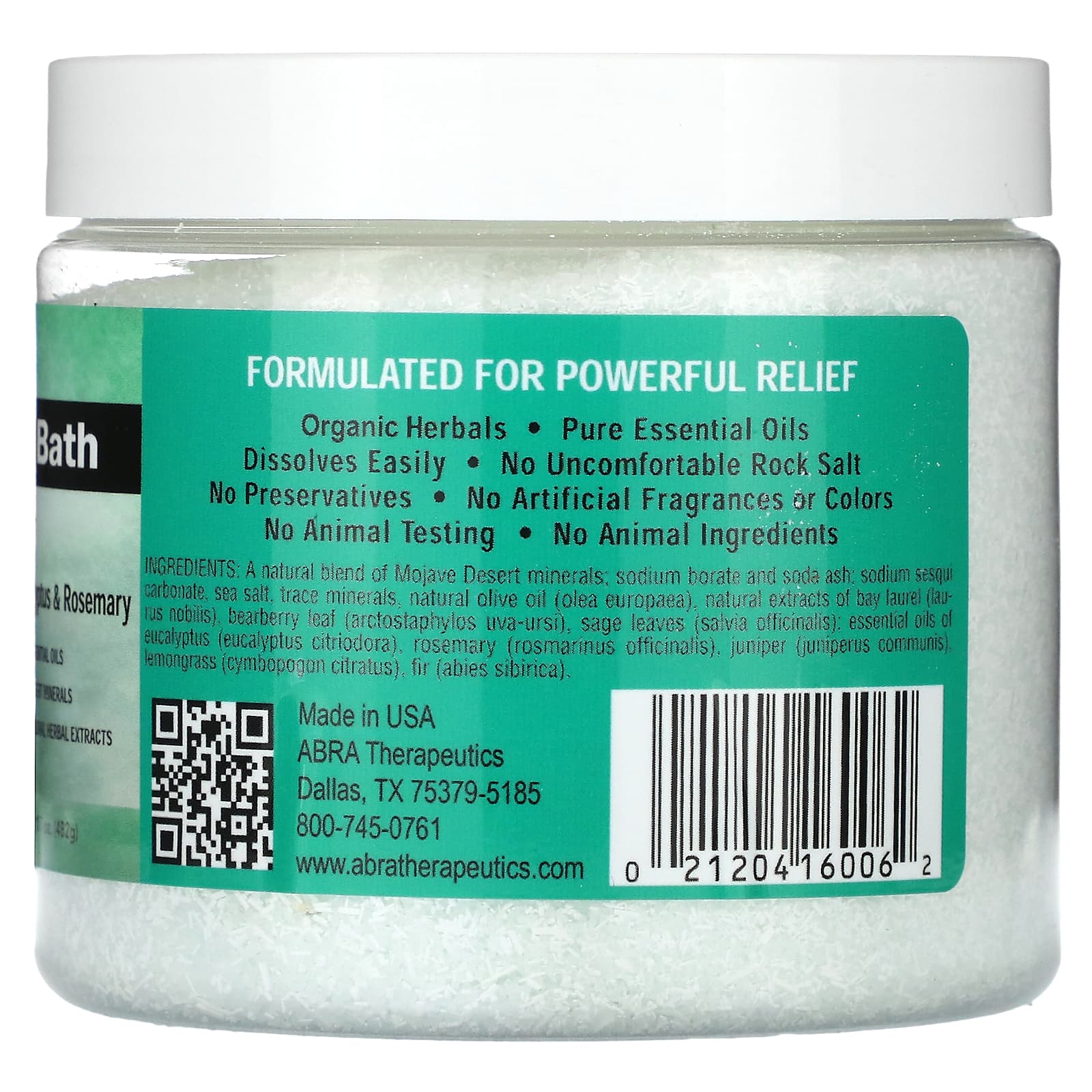 Abra Therapeutics, Muscle Therapy Bath, Eucalyptus & Rosemary, 17 oz