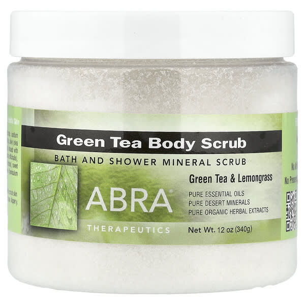 Abra Therapeutics, 녹차 바디 스크럽, 녹차 & 레몬그라스, 10oz(283g)