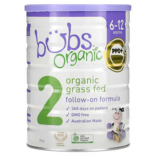 Aussie Bubs, Mieszanka kontynuacyjna z organiczną trawą, 6–12 miesięcy, 800 g