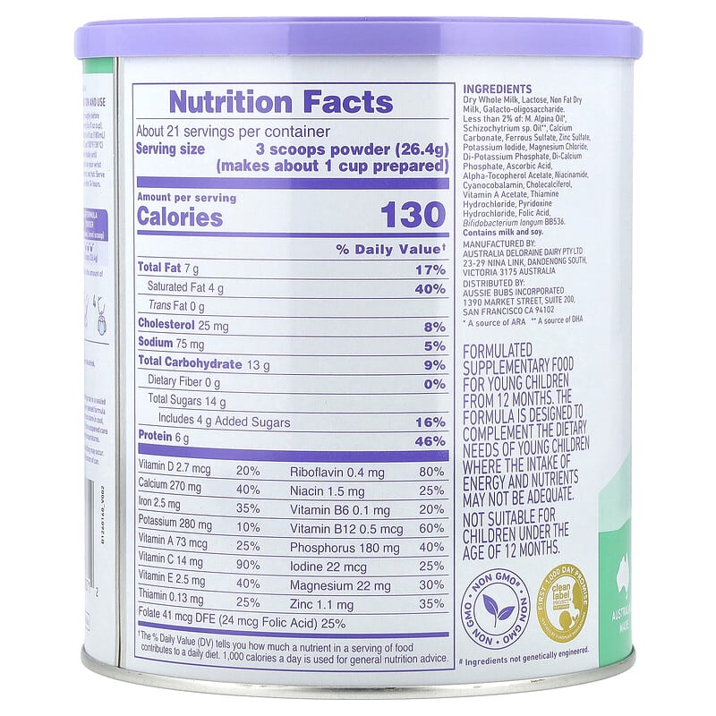 Aussie Bubs, Grass Fed Toddler Drink, 20 oz (567 g) | iHerb