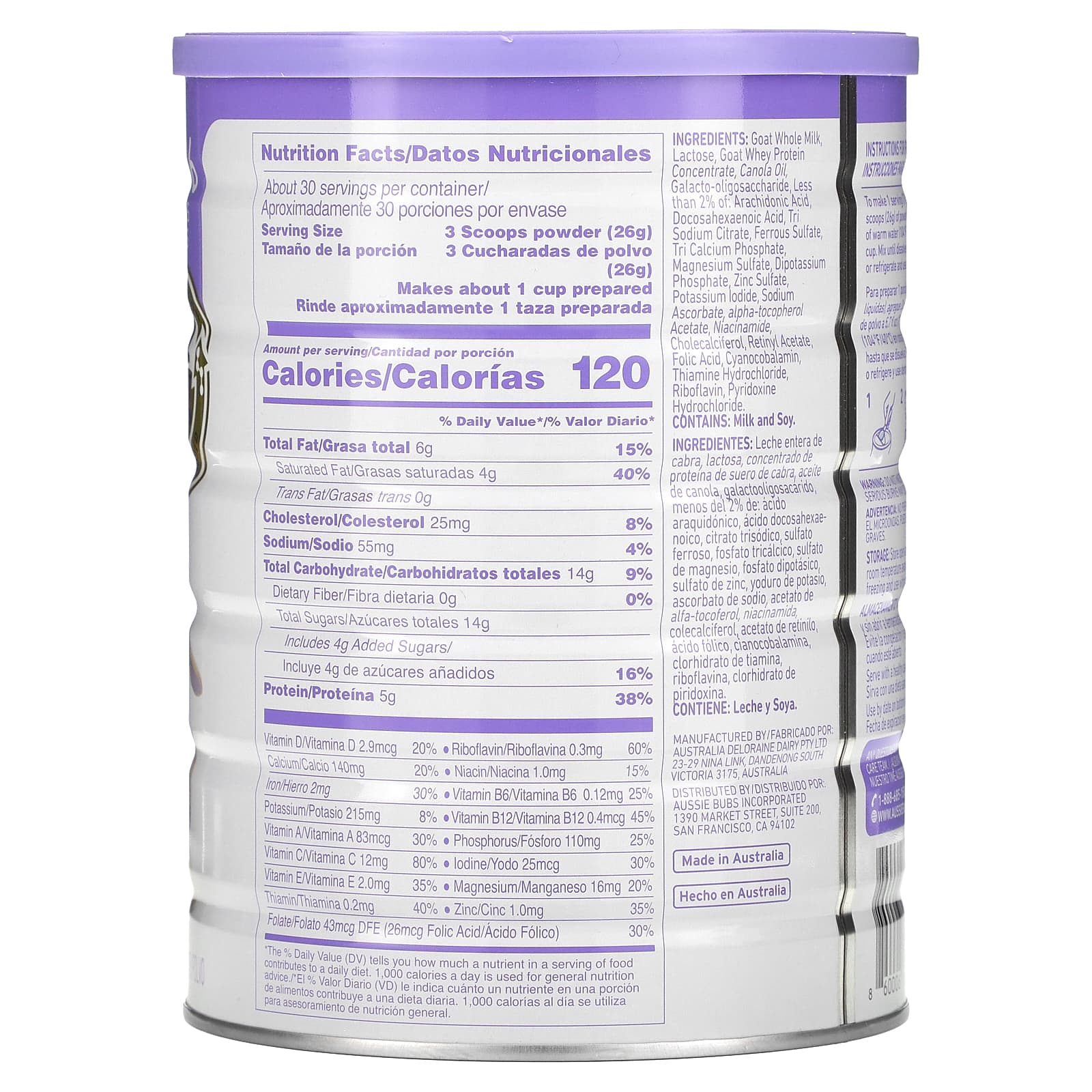 Aussie Bubs, Australian Goat MilkBased Toddler Formula, 1236 Months