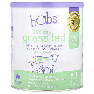 Aussie Bubs, 365 Day Grass Fed, смесь для младенцев с сухим коровьим молоком, для детей от 0 до 12 месяцев, 567 г (20 унций)