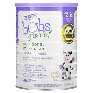 Aussie Bubs, Alimentado con pastura, Fórmula nutricional a base de leche para niños pequeños, 12-36 meses`` 800 g (1,76 lb)